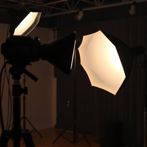 A behind-the-scenes look at a studio lighting setup, showcasing the technical expertise and meticulous arrangements for an advanced photoshoot.