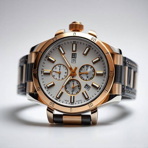 A professional product shot of a high-end wristwatch, showcasing its design and craftsmanship.