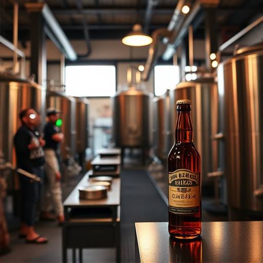 A scene from a commercial shoot for a local brewery, showcasing the brewing process and the product in an appealing way.