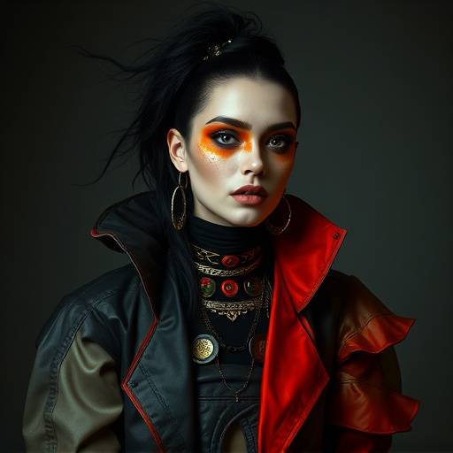 An experimental fashion shoot featuring unconventional clothing and makeup, pushing the boundaries of style and creativity.