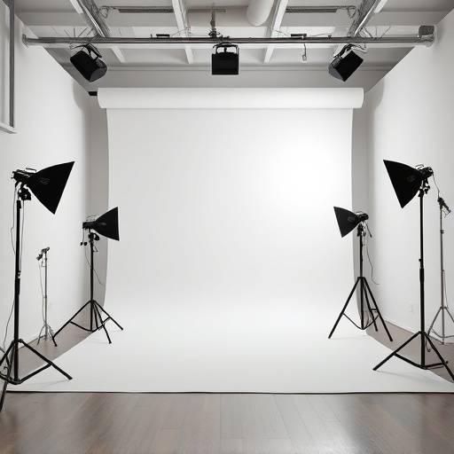 Interior of Studio A, showing a well-lit photography set with backdrop and equipment.